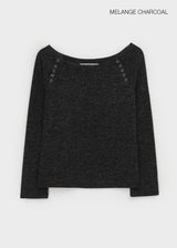 [MADE] ケネックニットボタンオフショルダー長袖Tシャツ