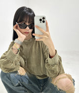 Glitter ribbed velvet top