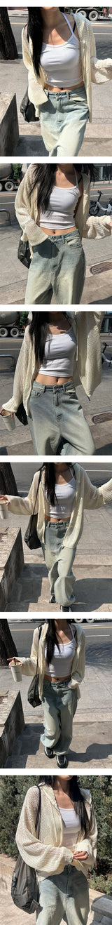 [Unisex] Daisy punching hood zip up(4color)