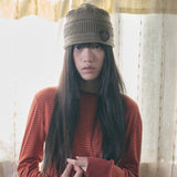 knit button beanie beige