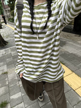 ストライプルースリネンTシャツ