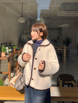 Bigget Collar Wool Mustang Fur Jacket