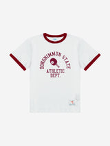 1/2 AUTHENTIC TABLE TENNIS CLUB TEE (WHITE/BURGUNDY)