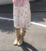 rozel floral satin pintuck midi sk