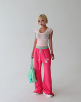 Pink Stripe V-Neck Short-Sleeve T-Shirt