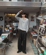 ノッチダイアゴナルボタンレイヤードロングスリーブ