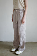 Linen rayon jacquard pants, Grey