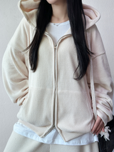 ワイドバルーンセットアップシャイニーベルベットビッグフードジップアップフーディー 🖤🐣 3 COLOR