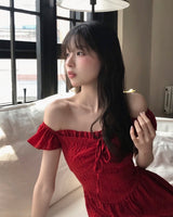 [ resort color 🍒 ] レッドパイバックストラップフローラルops