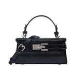 Crocodile Leather Square Shoulder Crossbody Bag