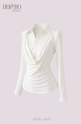 Lily Shirring Shirt Long Sleeve Top
