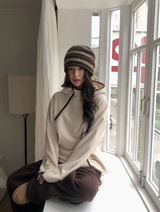 Hairy Multi Border Knit Beanie (2color)