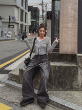 レイヴィンテージハートスナップデニムパンツ