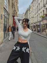 Bit Deep U-Neck Ribbed Crop Long Sleeve