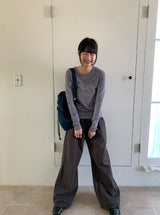 ベルタリーカラーラウンド長袖Tシャツ