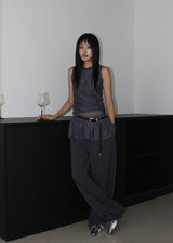 PEARL MESH SHIRRING TOP