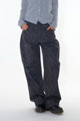 Ghibli pattern cotton wide pants