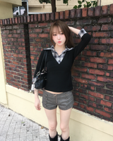 チェックシャツレイヤードTシャツ