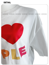 I Love Apple Cotton Oversized Fit Half Sleeve Tee