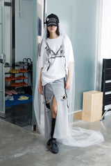 DAMAGED LONG DENIM SKIRT (GRAY)