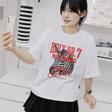 STRIPED UNICORN OVER FIT SHORT-SLEEVE T-SHIRT_WHITE