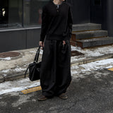 Riven Layered Henley-Neck Knit