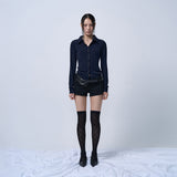 BUTTON DETAIL SHIRTS CARDIGAN(DEEP NAVY)