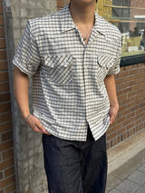 Western open collar checkered short-sleeved shirt