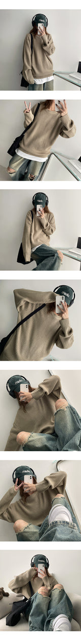 T-the-box boxy Hachi round knitwear