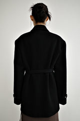 Fuzzy heavy wool coat, Black