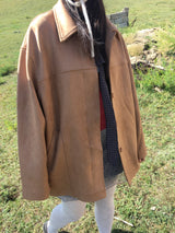 Classic suede single-breasted half coat(2color)