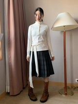  CHECK LOOP PLEATS SKIRT