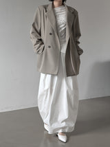 Boxy Pleated Cotton Balloon Long Skirt