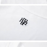 ステッチUネックコットンスパンハーフTシャツ [BLACK]