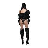 LEATHER HOODIE BOLERO