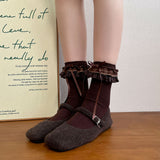 Classic Check Frill Ribbon Mid-Calf Socks