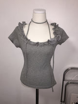 Rose Frill Strap Tee