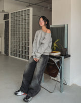 Tinted Washed String Balloon Denim Pants