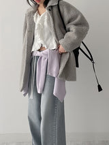 [wool 30%] ヘアシングルオーバーフィットハーフコート