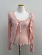 [Sleeveless SET] Sweetie Ribbon Lace Cardigan Set