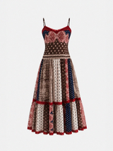 ETHNIC PATCHWORK LACE MAXI DRESS
