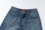 ICE BLUE HOT-FIX RHINESTONE CRINKLE WHISKER BOOTCUT JEANS