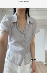 [Bustier SET] Light Halter See-through Blouse