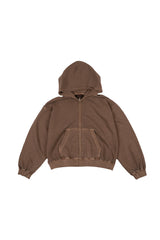 Vintage Washing Crop Hooded Zip-Up