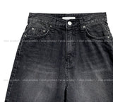 Linear washing denim short pants