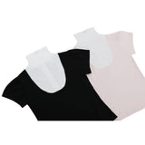 レースジップカラー半袖パフTシャツ(black)