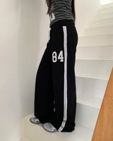コア 84 えンブロイダードレースバンディングストラップワイドコットンロングパンツ