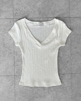 ソフト リブ Vネック Tシャツ