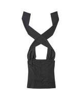 Wide Tie Stripe Halter Top _ GREY