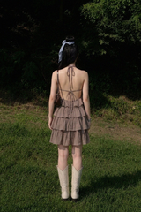 DRAMATIC OPEN-BACK RUFFLE MINI DRESS